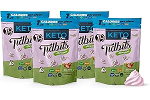 Tidbits Fun Bites Meringues, Keto Friendly Gluten Free Snacks, Low Carb Keto Snack, Low Sugar Snacks for Keto Diet, 1.25 Cal per Piece, Pack of 4 Low Calorie Snacks, Strawberry – Santte Foods