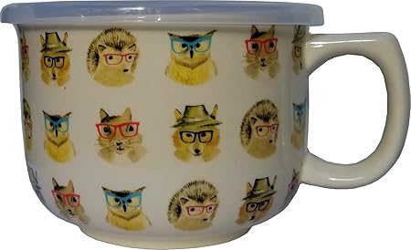 Ciroa Microwaveme Fine porcelana microondas cuenco/taza con tapa ...