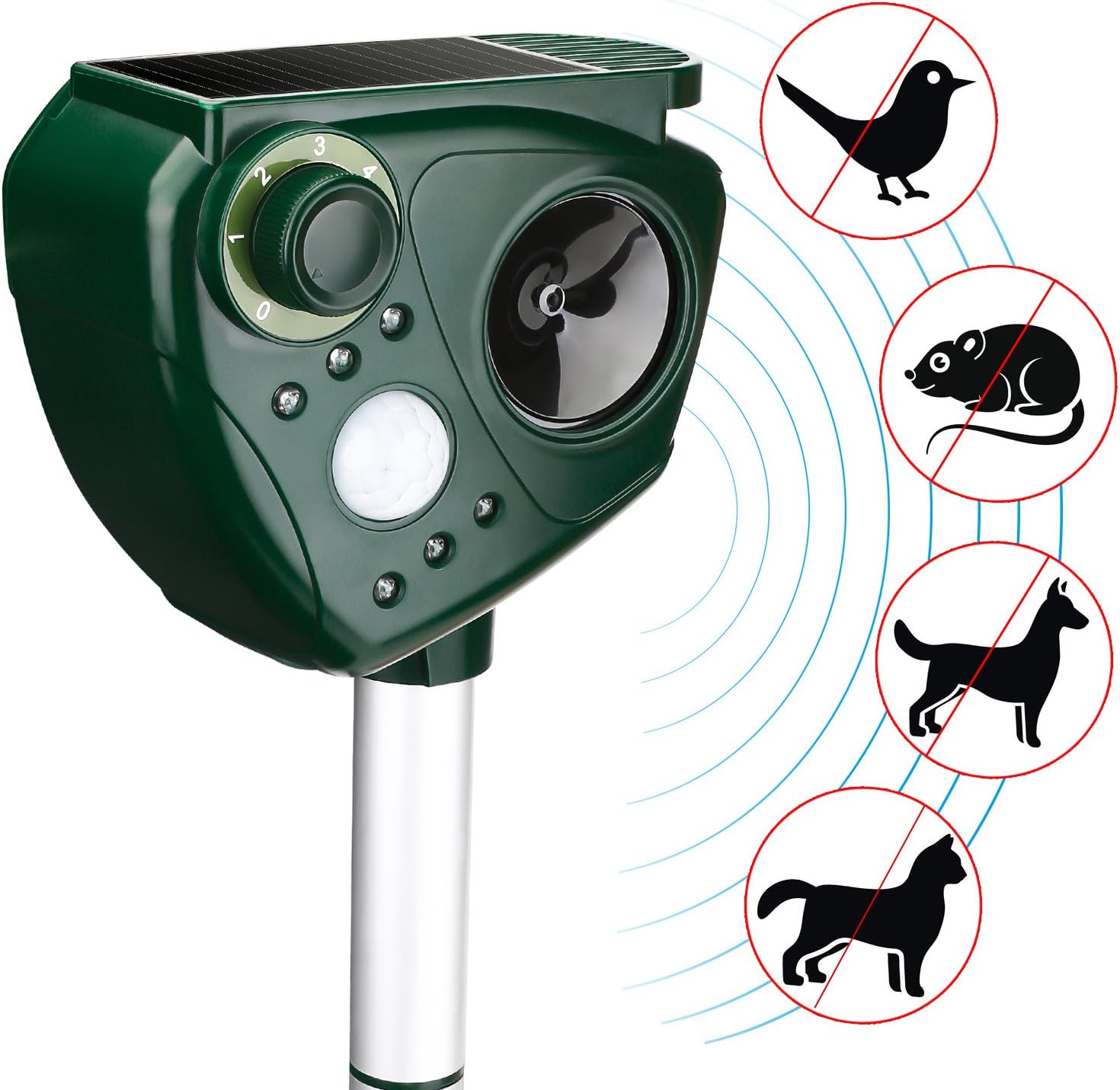 AUTSCA Ultrasonic Animal Repellent Solar Power Animal Repeller, Cat Repellent, Dog Repellent, Deer Repellent, Mice Repellent, Bird Repellent