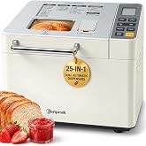 25-in-1 Bread Maker, 2LB Automatic Bread Machine with Dual Dispensers | Automatic Yeast &amp; Fruit/Nut Dispensers, 13-Hour Delay Timer, 3 Loaf Sizes, 3 Crust Colors, Viewing Window &amp; Nonstick Pan