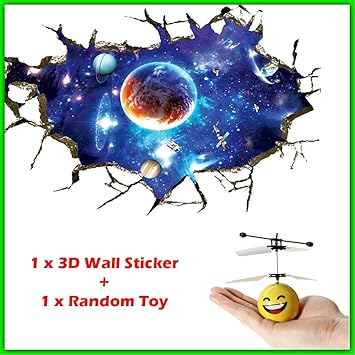 Amazon Com 3d Ceiling Wallpaper Sticker Diy Outer Space Galaxy