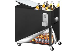 Tiscover Patio Cooler Cart Insulation Cover Fits for 80 Quart Rolling Ice Chest,Waterproof with Uv Cooler Covers Outdoor for 80 Quart Rolling Cooler Cart 37" L X 17" W X 31.5" H
