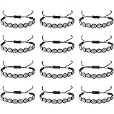 Gorgeoos12 Pcs St Benedict Rosary Bracelet Set, Handmade Adjustable Brown Cord with Medal & Cross, Religious Catholic Protection Jewelry Gifts for Women & Men