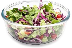 binsakao Extra Large Glass Mixing Bowl - 5700ML Clear High Borosilicate Glass Salad Bowls - Glasses Bowl for Sourdough, Bakin