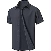 KTTEI Men's Short Sleeve Button Down Shirt Lightweight Stretch Blend Summer Shirts Casual Vacation Beach Tops