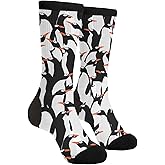Yrassio Cute Penguins Novelty Crew Socks Casual Crazy Funny Dress Socks For Women Men Teens Gift