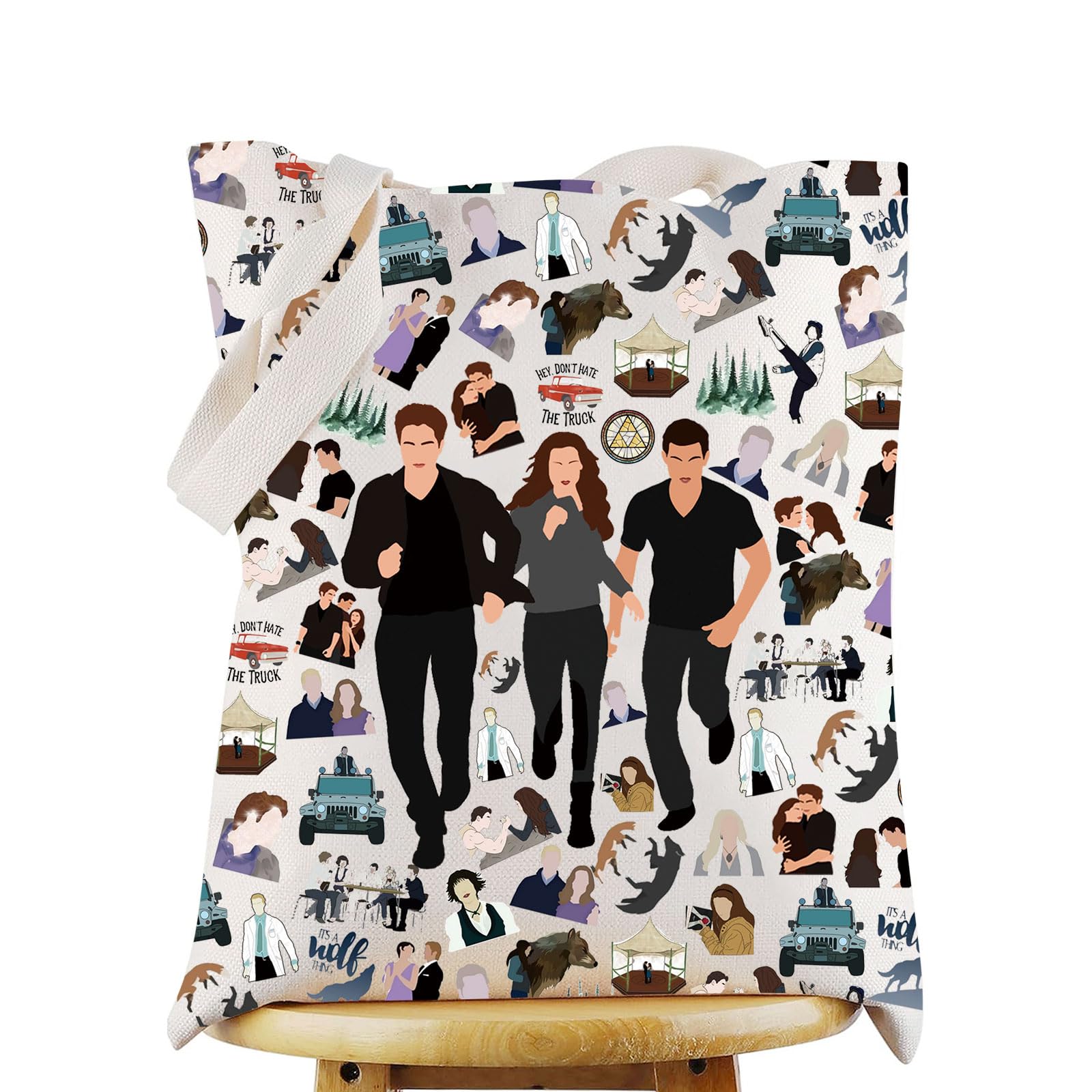 WZMPA Twilight Cosmetic Bag Edward Cullen & Bella Swan Fans Gift Twilight Character Makeup Zipper Bag, Hey Don't Hate T, M