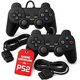 Hopevry Wired PS2 Controller | 2 Pack Compatible with Sony PS2/PS2 Slim/PS1 | PlayStation 2 Controller with Dual Vibration, Plug and Play, Ergonomic grip for extended gaming