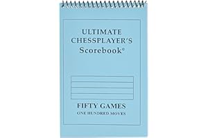 WE Games Ultimate Chessplayer's Scorebook - Spiral Bound & Paperback Chess Notation Book with 50 Games & 100 Moves, Ideal Chess Score Sheets for Clubs & Tournaments