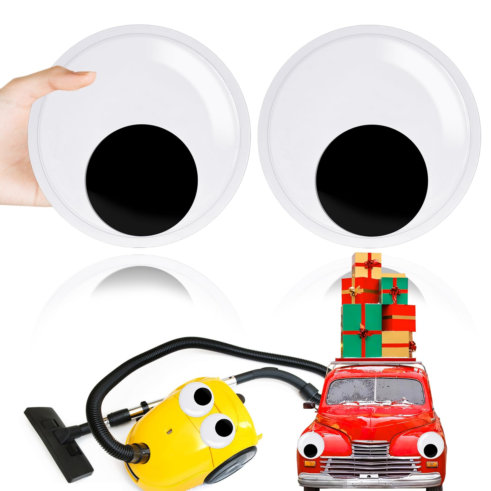 Photo 1 of 2 Pcs 6 Inch Giant Wiggle Eyes,Large Googly Eye with Self Adhesive for DIY Crafts Ornaments,Halloween Christmas Decorations
