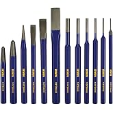 IRWIN Chisel Set, Chisel and Punch, 12-Pack with Various Sizes, Tempered for Durability, Great for Woodworking (IRHT82529)