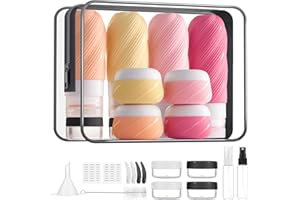 LitBear 23 Pack TSA Approved Travel Bottles for Toiletries, Leak Proof Refillable Travel Size Containers Kit with Silicone Squeezable Bottles Jars for Shampoo Lotion Conditioner, in Clear Bag, Pink