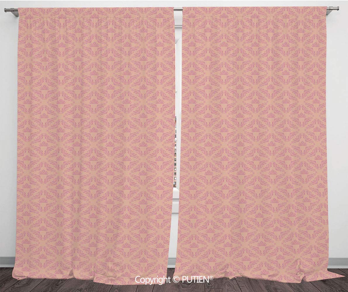 Amazon Com Satin Window Drapes Curtains Peach Abstract