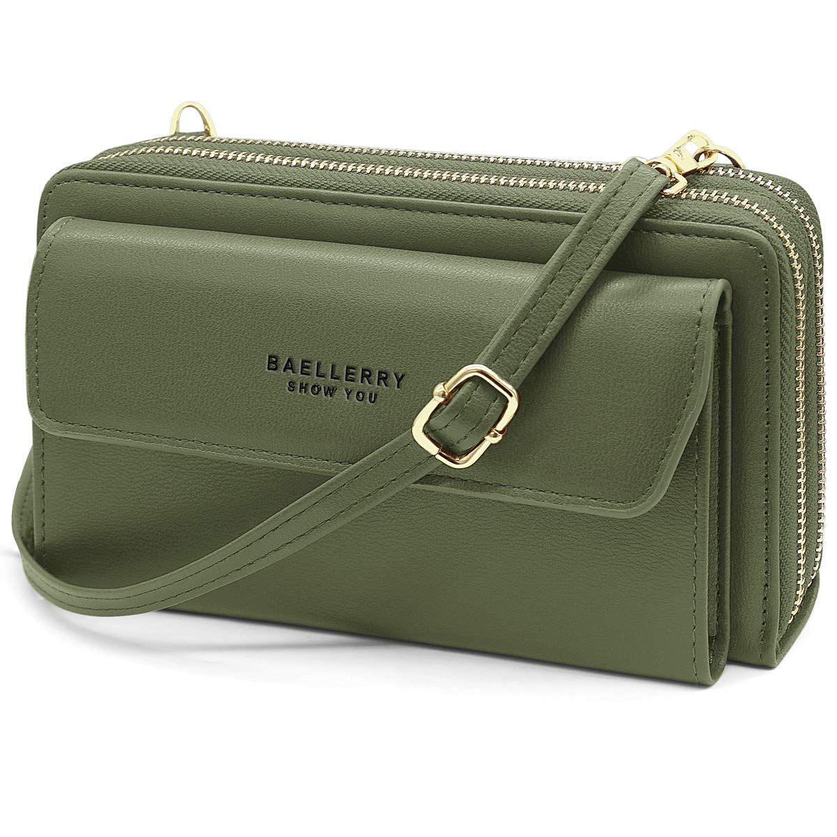 HNOOM Crossbody Phone Bag for Women Small Cellphone Crossbody Purse Wallet Cross Body Shoulder Bag Double Zipper Mobile Phone Purse Bag with Shoulder Strap and 12 Card Slots