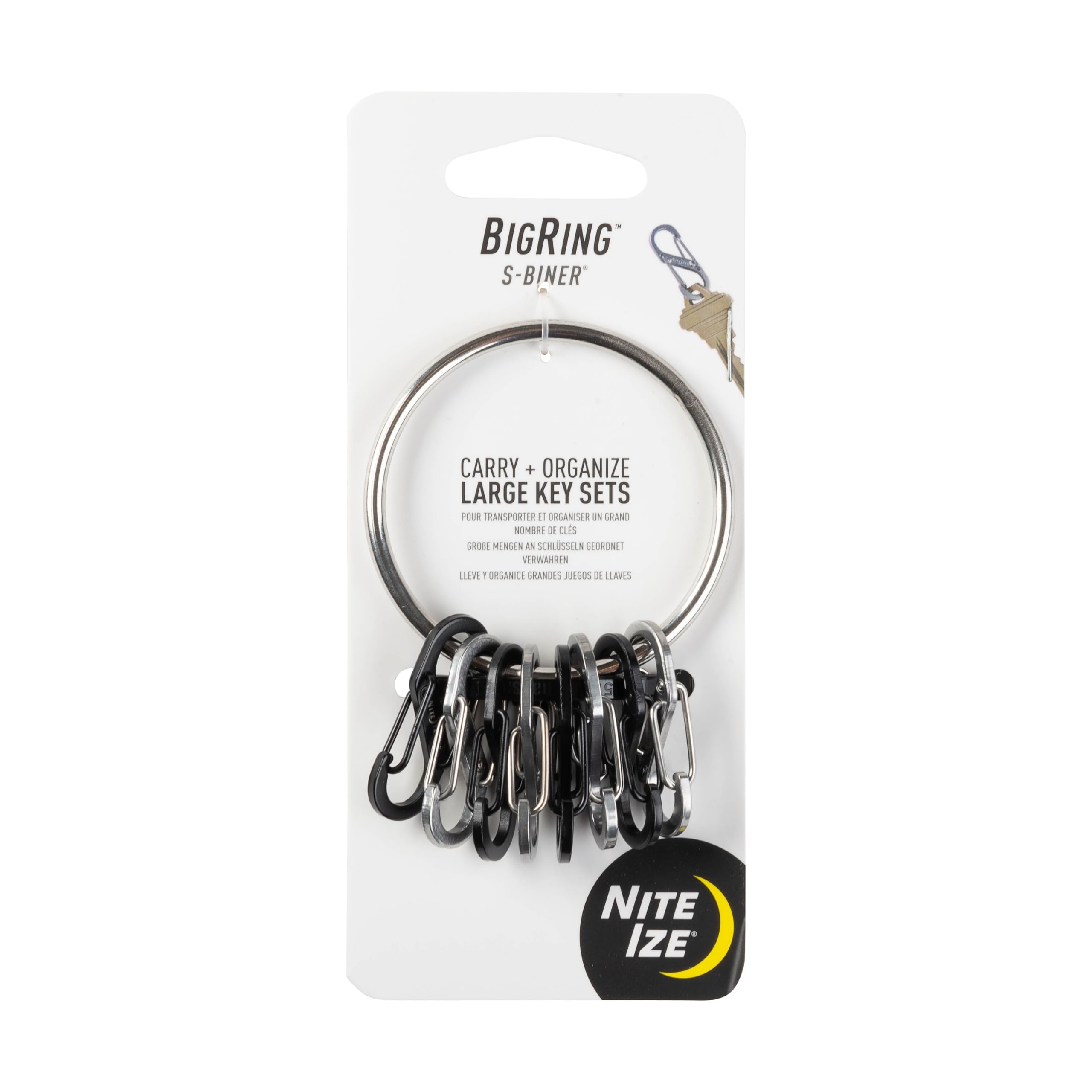 BigRing Steel- 4 Blk/4 SS S-Biners