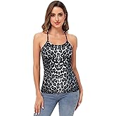 Anna-Kaci Womens Casual Leopard Print Spaghetti Strap Soft Racerback Tank Top