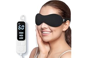 YFONG Heated Eye Mask for Dry Eyes, Stye and Migraines, USB Electric Eye Mask with 3 Temperature Settings & 4 Time Controls, Warm Eye Compress with Washable Cover for Eye Strain,Puffy and MGD (Black)