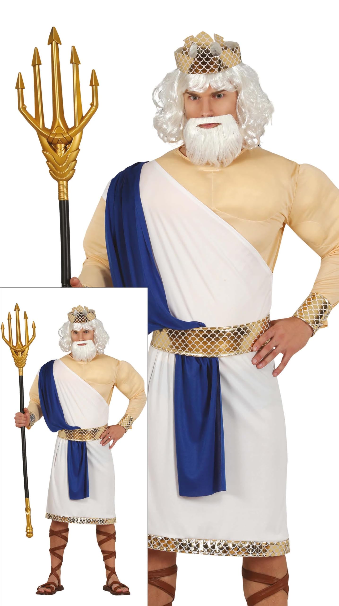 Fiestas Guirca Poseidon Greek God Fancy Dress Costume Adult Man Size Large