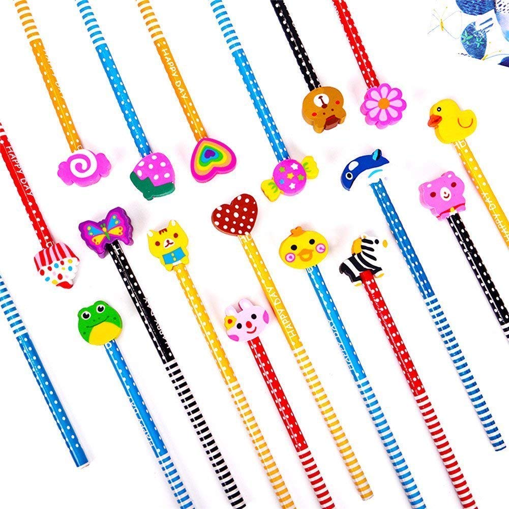 Morkia Matite per Bambini 20pcs Matite con Gomma da Disegno Set Matita Del Fumetto Matita in Legno,Ideale per Regalo dei Bambini per Festa di Compleanno Bambini Party Festival