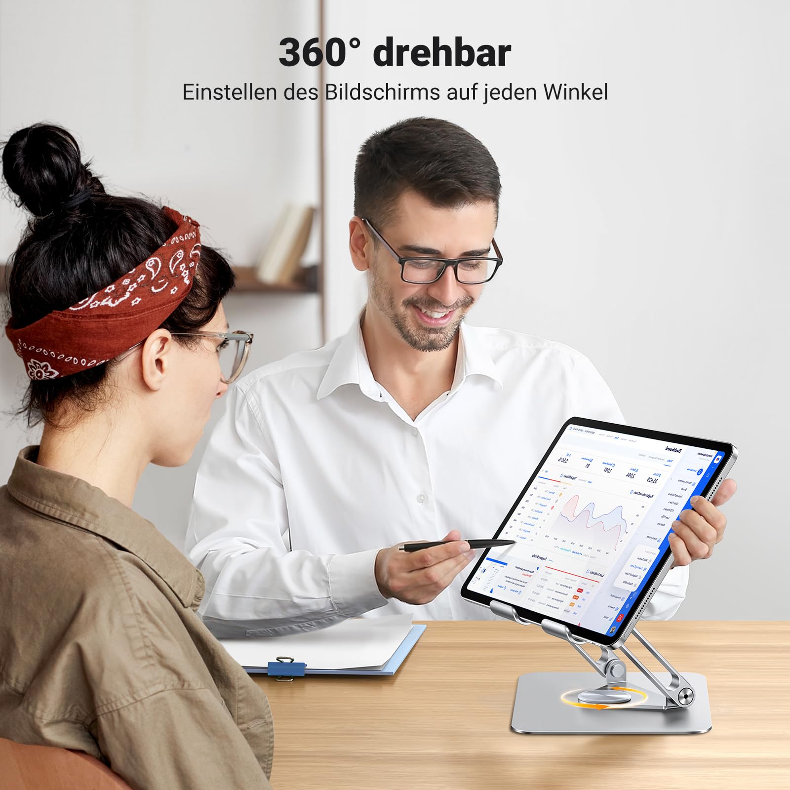UGREEN Tablet Ständer 360° Drehbar Höhenverstellbar, Tablet Halterung Tisch, iPad Ständer Kompatibel mit iPad 10th 10.9 Pro/Air 13 11 12.9 Mini 7 Galaxy iPhone 17 16 Alle Geräte von 4-13 Zoll 2