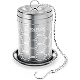 House Again Tea Infusers, Extra Fine Mesh Tea Strainers for Loose Tea, Updated Slim Threaded Lid & 304 Stainless Steel, Filter Bags Diffusers, Loose Leaf Tea Steeper for Brew Tea Spices & Seasonings
