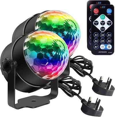 SEBRUANC Mini Disco Ball LED Party Light 360° RGB 3W with Remote 2pc