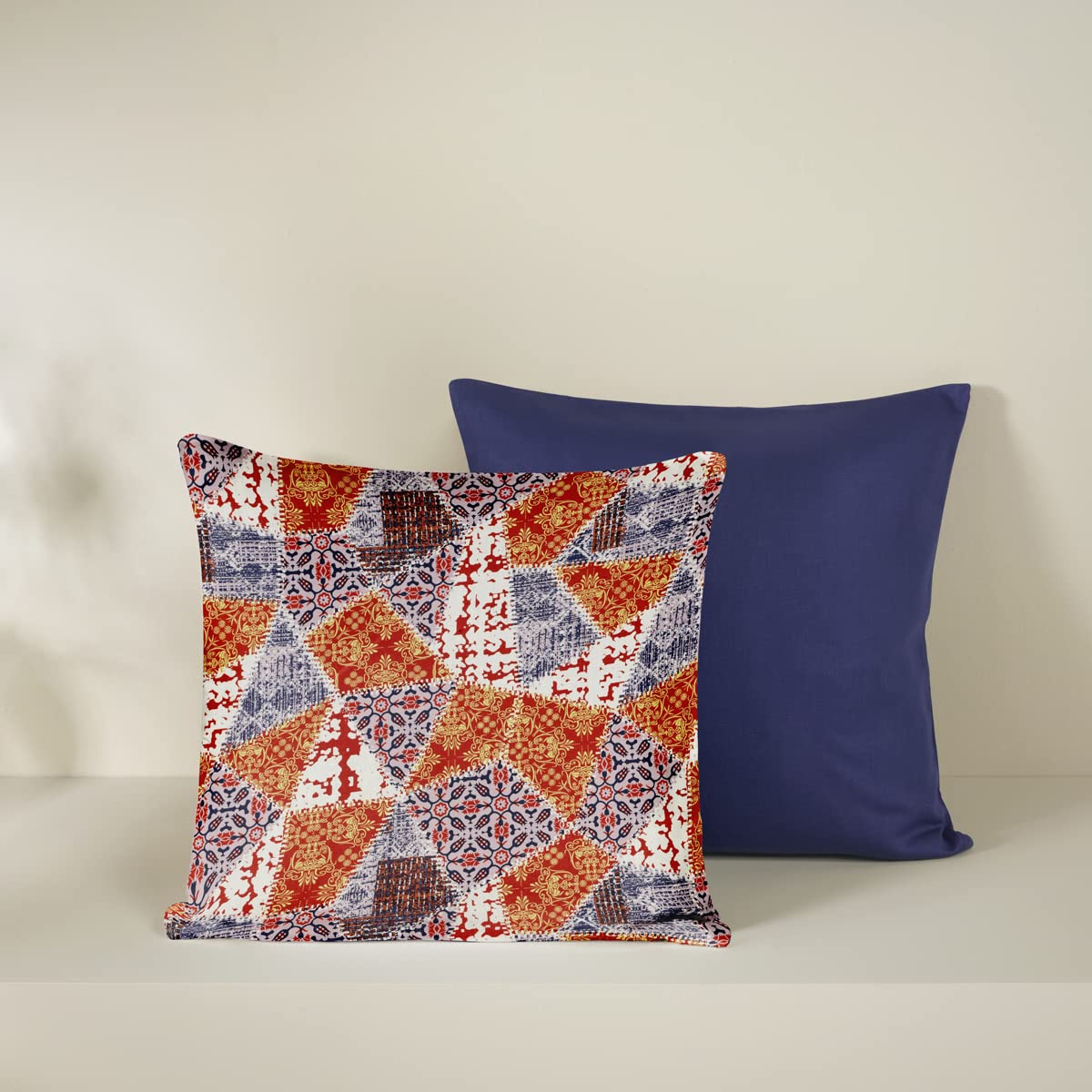 Set of 2 Decorative Printed Cushion Covers 100% Cotton Satin