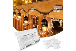 WDG Hooks for Outdoor String Lights, 35pcs Outdoor Light Clips with Adhesive Strips, Wall Clips Wire Holder Outdoor Light Hooks for Indoor Outdoor Party Decor Christmas Halloween Festival Lights