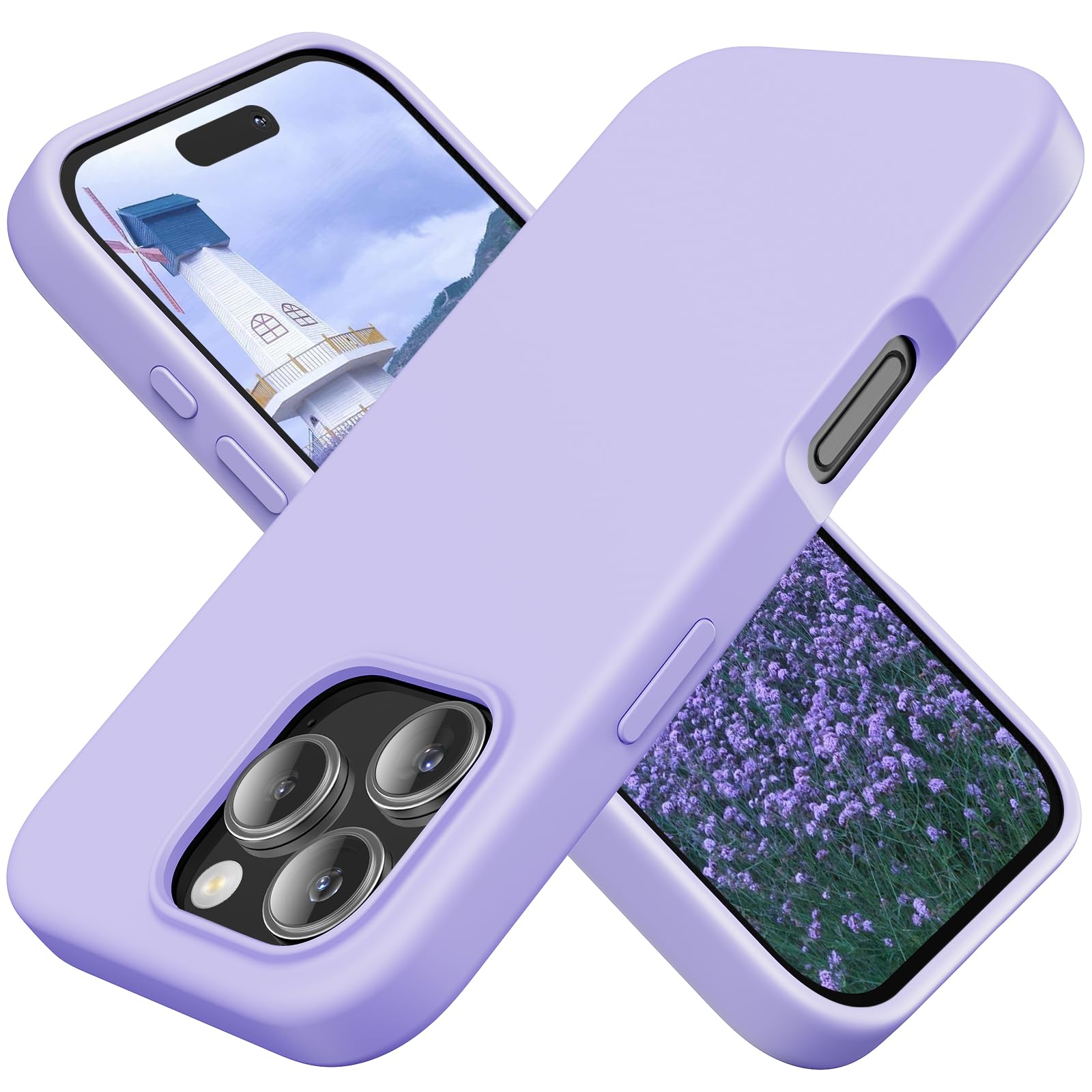 TAXXOE Silicone Case Compatible with iPhone 16 Pro Case Soft Ultra Slim Protective Shockproof Liquid Silicone Phone Case,Anti-Scratch Microfiber Lining, 6.3" Lilac