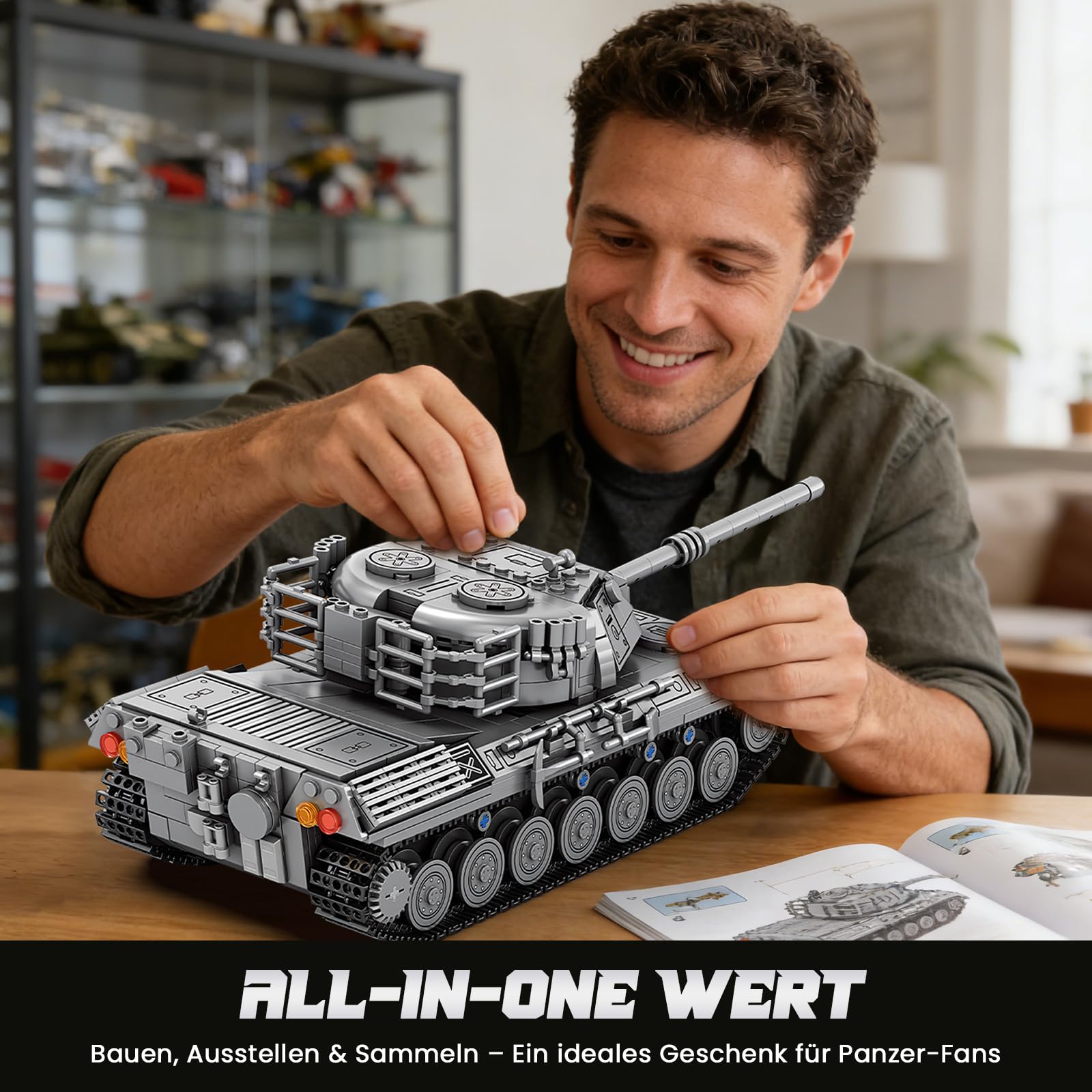 Reobrix 77038 Leopard 1 Militär Panzer Modell Klemmbausteine für Erwachsene 7