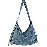 Nefokfdus Denim Shoulder Bags for Women Retro Jean Hobo Purse With Adjustable Strap Large Tote Handbags