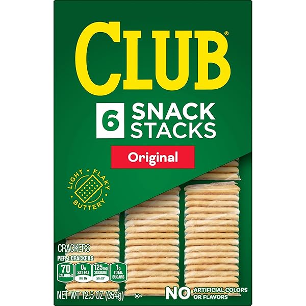 CLUB SNACK STACKS CRACKERS, LUNCH SNACKS, ORIGINAL, 12.5OZ BOX (6 STACKS)