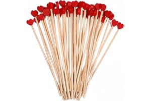 AWLEYNZ 100Pcs Wooden Coffee Stir Sticks, 6 Inch Red Heart Coffee Stirrers, Swizzle Sticks for Cocktails, Coffee Bar Accessories for Coffee Milk Cocktail Tea Valentine'S Day Wedding (Red, 100)