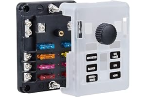 ShinePick Blade Fuse Box Fuse Block Standard Circuit Fuse Holder with LED Light Indication & Protection Cover for Car Boat Ma