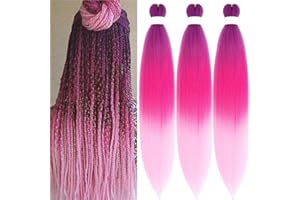 Ombre Braiding Hair Pre Stretched Purple Pink Braiding Hair Ombre Colored Hair Extensions for Braiding Micro Box Braids Knotl