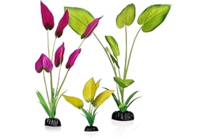 Emotionlite Aquarium Plants, Artificial Fish Tank Silk Decorations Decor Plants Set Purple & Green 3 Packs