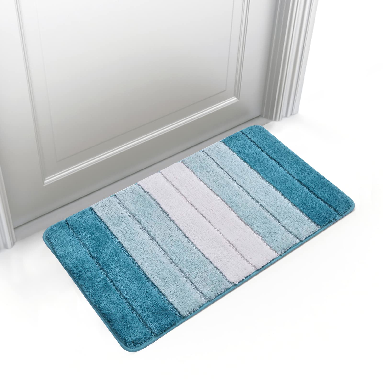 Rainberg Non-Slip Bath Mat, Soft and Comfortable Microfibre Mat with Machine Washable, Water Absorbent and Quick Drying. (Green, 40 x 60cm)