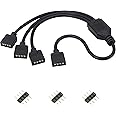 GELRHONR 12V 4 PIN RGB Splitter Cable LED Strip Connector, RGB 4 Pin Splitter 1 to 3 Cable 5050 LED Tape Light Connector,Extension Cable for Computer Fan Motherboard(5-12v)(1 to 3)