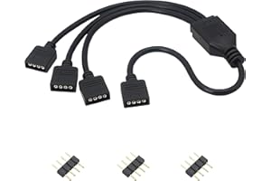 GELRHONR 12V RGB Splitter - 4 Pin to 3 Cable, LED Strip Connector for 5050 LED Tape Light, Computer Fan Motherboard (5-12V) E