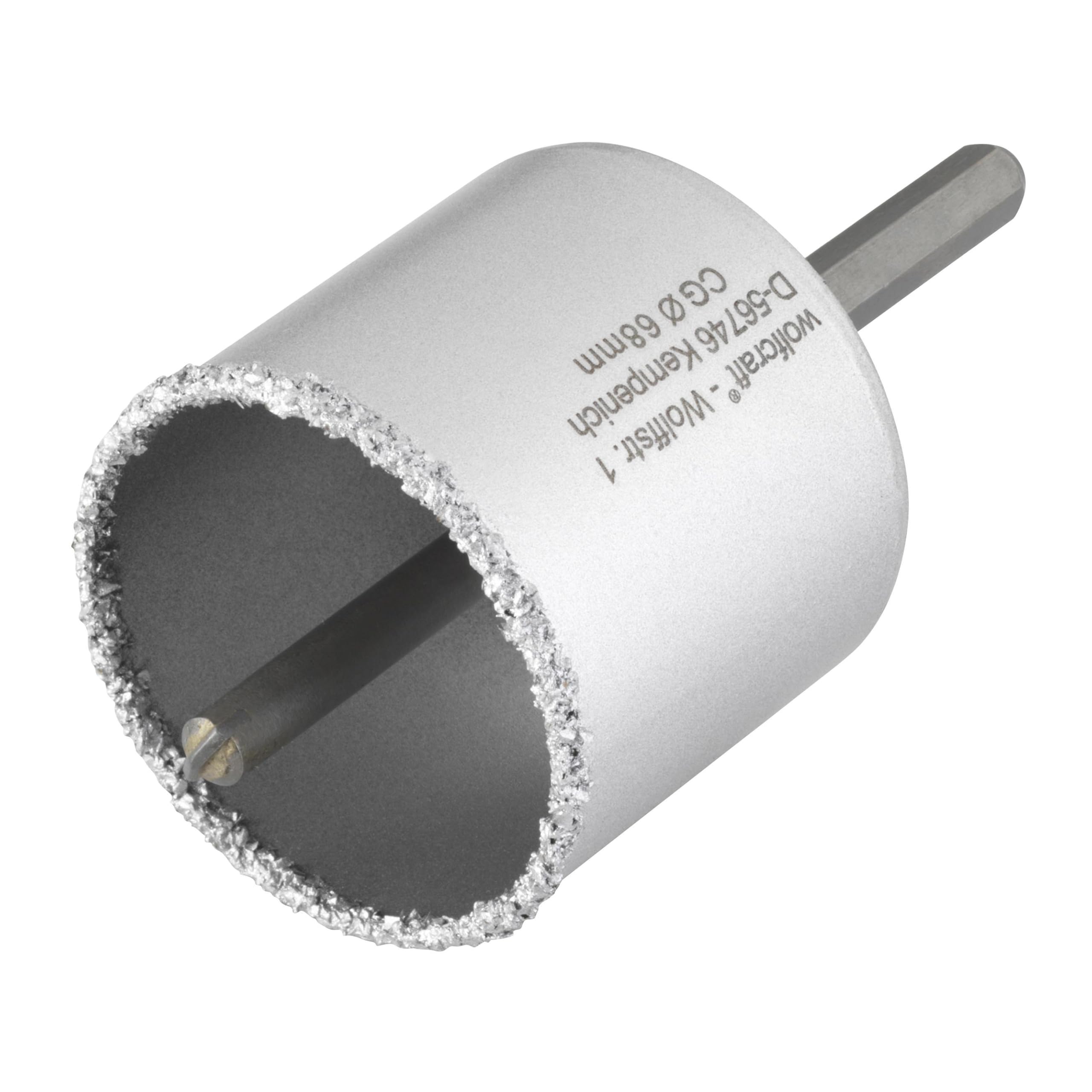 wolfcraft Annular Bit, Tungsten Carbide Coated, with Mandrel I 3896000 I for Plumbing and Electrical installations in Brick Walls and Stone, Cutting Depth 55 mm
