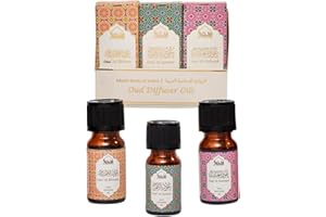 Floral Oud Diffuser Oil Set, Essential Oils by Dukhni | 3 x 10ml Arabic Oil Gift Set for diffuser & humidifier | 100% Pure Ha