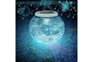 Aukora Color Changing Solar Powered Glass Ball Garden Lights, Table Lamps Waterproof Night Light for Patio, Bar, Party, Yard, Room, Wine Cabinet, Outdoor/Indoor Decorations, Ideal Gift(Crack Glass)