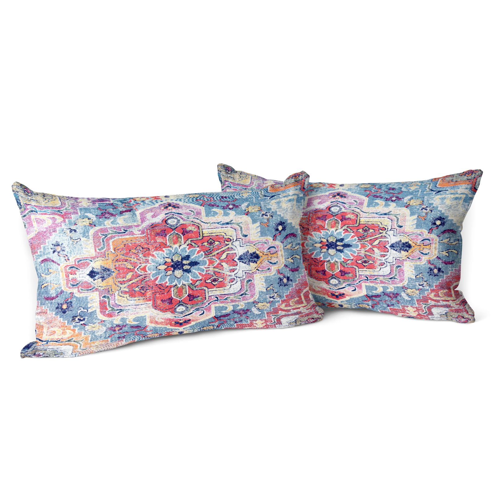 Snylcce Boho Floral Throw Pillow Cover 30x50 CM Set of 2 Bohemian Vintage Flowers Cushion Covers Velvet Double Sided Printing Decorative Pillowcases for Living Room Bedroom Sofa Home Decor(Floral)