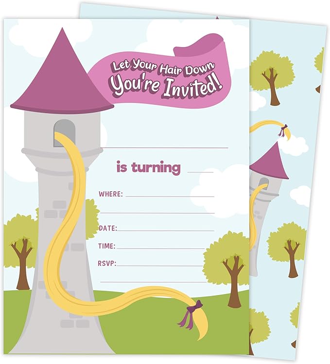 Amazon Co Jp ラプンツェル 誕生日招待カード 1枚 25枚 封筒とシールステッカー付き ビニール 女の子 男の子 キッズ パーティー 25枚 おもちゃ
