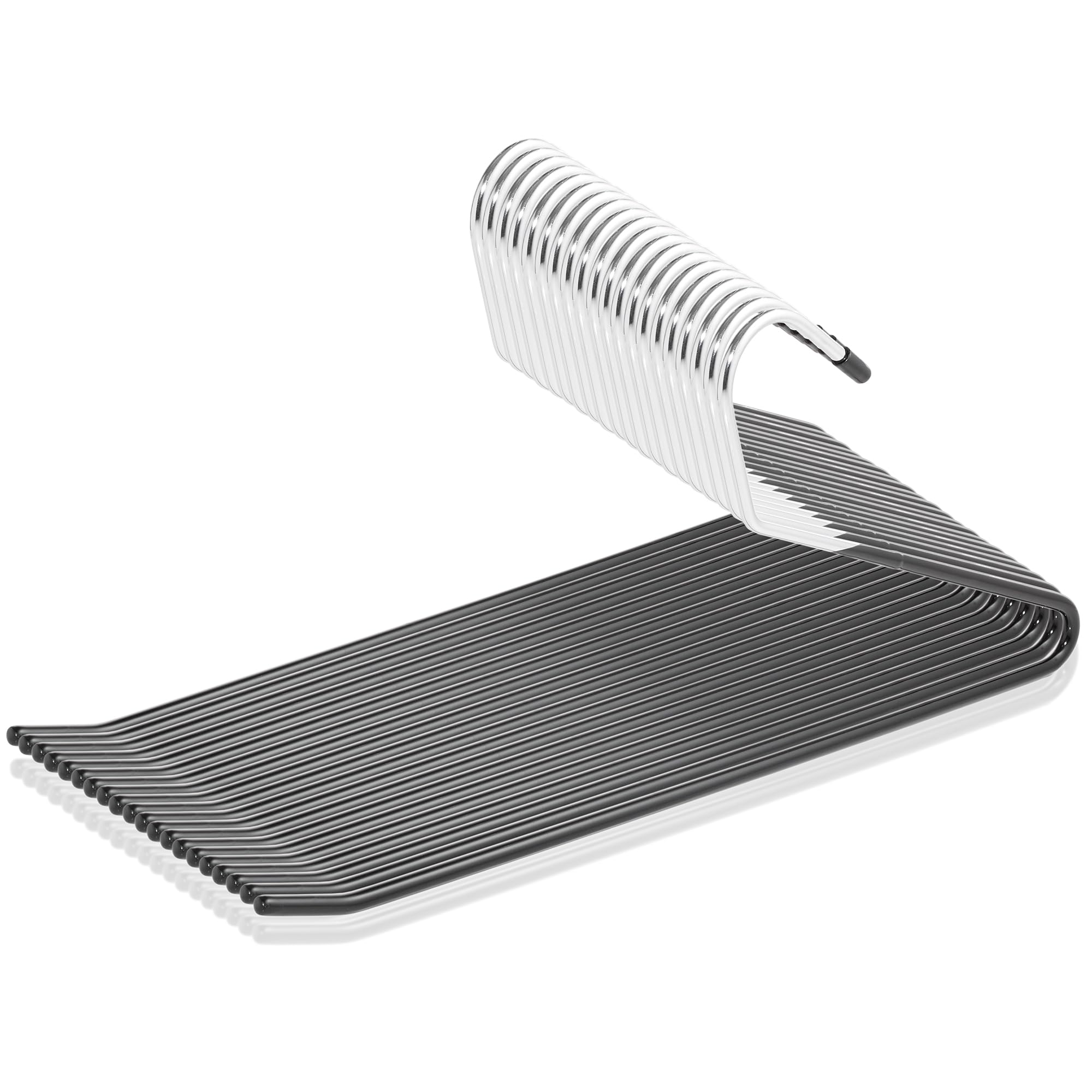 Casafield - 20 Open-Ended Pants Hangers - Easy Slide - Slim, Space Saving Design Non-Slip Rubber Coating Trousers, Slacks, Jeans, Skirts