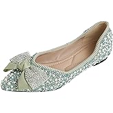 YQRUIMIAO Flats Shoes Women Rhinestone Wedding Flats Pointed Toe Ballet Flat Shoe Low Heel Dress Shoes Sparkly Flats for Women