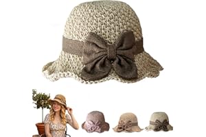 Elegant Woven Straw Sun Hat with Bow, Wide Brim Foldable Breathable Handmade for Women Beach Vacation Travel Summer