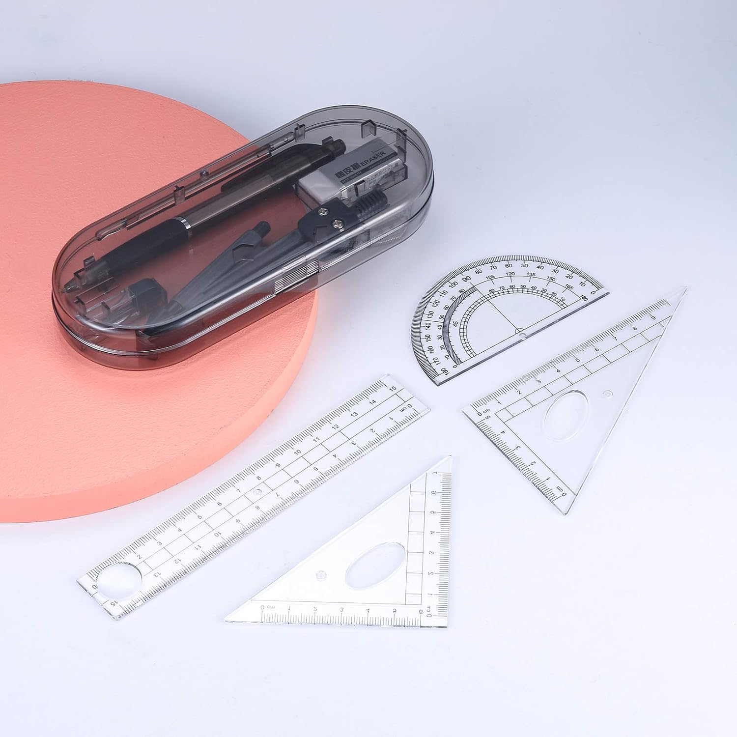 8 Pcs Geometry Kit Math Set Geometry Drawing Compass Protractor Set ...