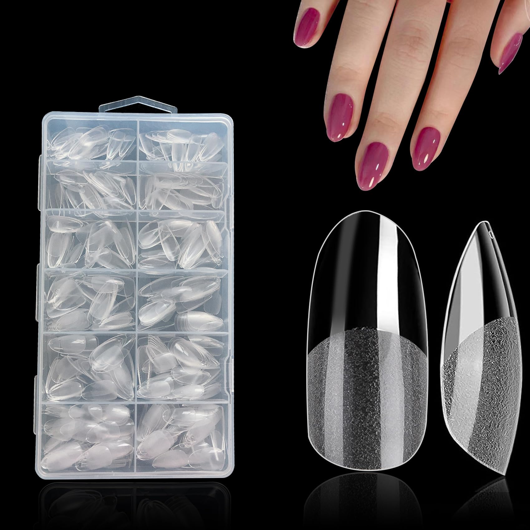 SanFangyue 552Pcs Short Oval Nails Tip, Full Cover Natural False Nails, Press On Nails, DIY Nail Salon