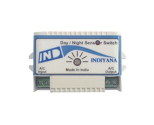 INDIYANA Day Night Sensor Switch, LDR Control Auto On in Night & Off in Morning Switch for 230 Volt AC Lighting, Automatic Dusk to Dawn Light, Home Automation